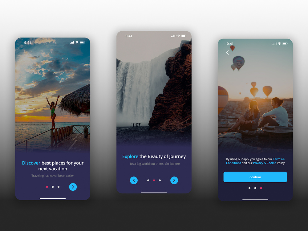 Travel app onboarding